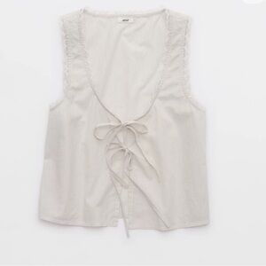 Aerie Sleeveless Lace-Trimmed Top pinstriped pajama set